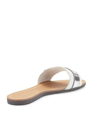 ELIE TAHARI Women's Negril •Chrome/Argento• Leather Slide Sandal - ShooDog.com