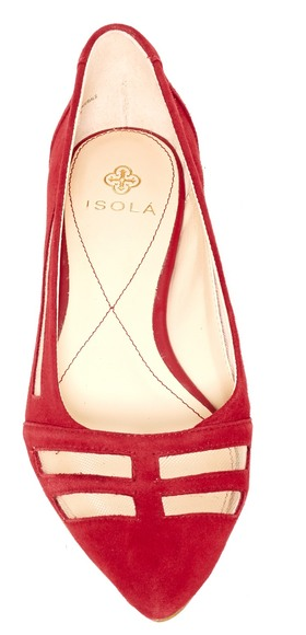 Isola Women's •Cerise• Pointed-toe Suede Flat 10M Red Suede