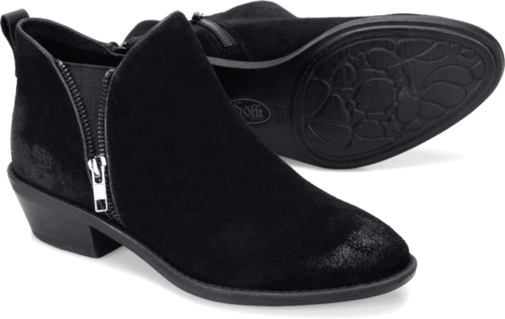 SOFFT Women's Vinton •Black Suede Leather• Zipper Bootie - ShooDog.com