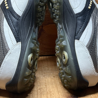 Men’s Ecco Hydomax Cleated Golf Shoe • White/Black Leather • Size 46