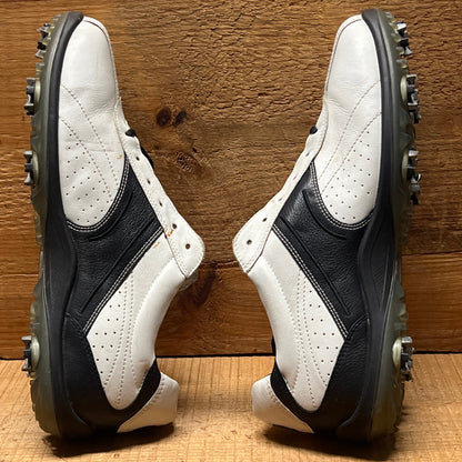 Men’s Ecco Hydomax Cleated Golf Shoe • White/Black ydromax Leather • Size 46