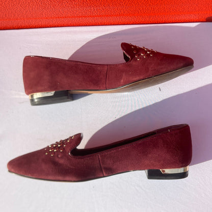 Woman’s Isola •Donna• Jeweled Smoking Shoe 10M Maroon Suede Leather