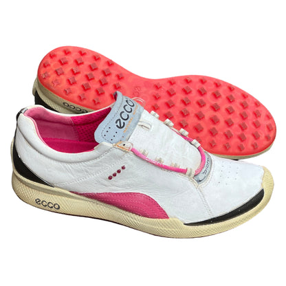 Women’s Ecco  Biom Spikeless Golf Shoes 38EU -White/Pink- Hydromax Yak Leather