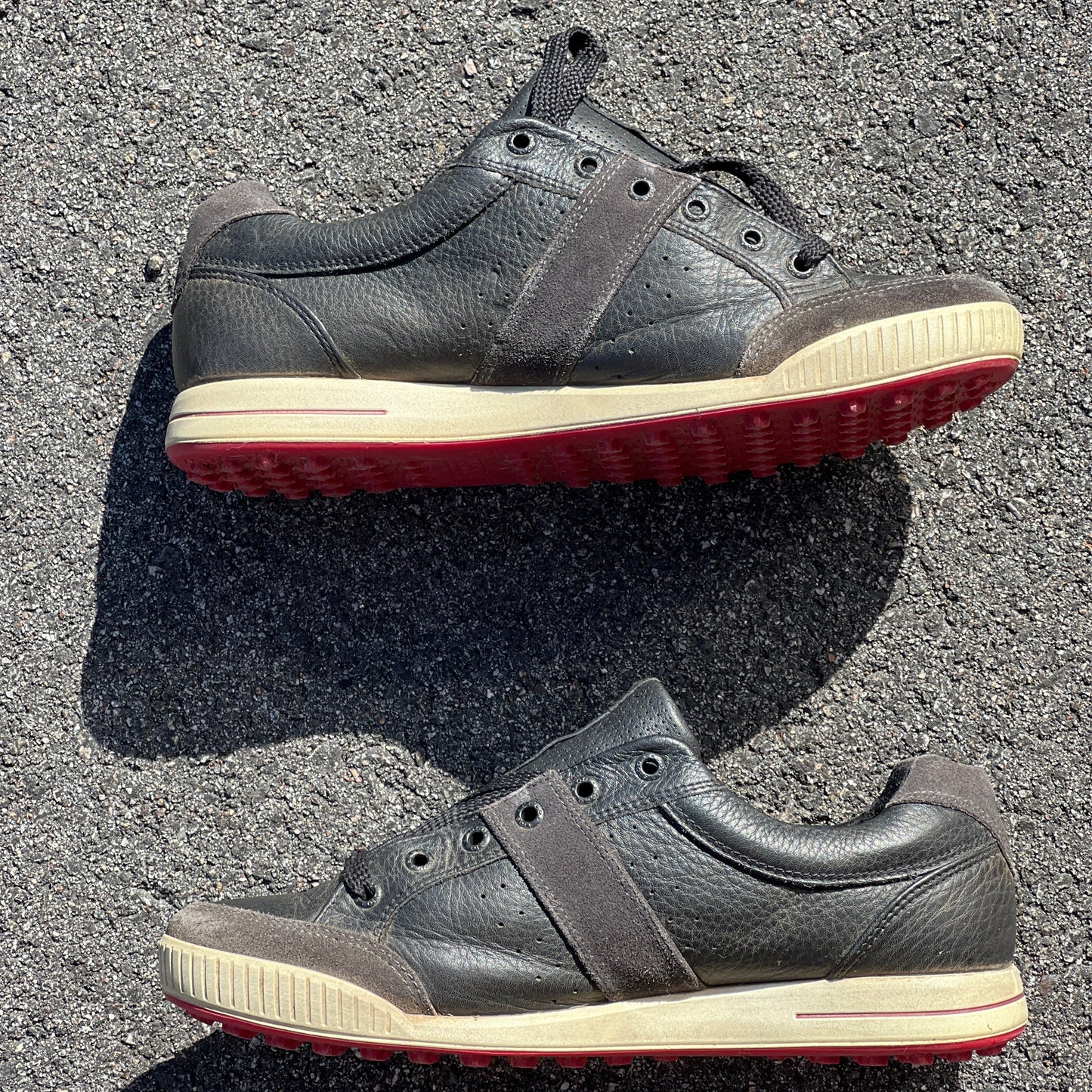 Men’s Ecco Street Premier Cleat-less Golf Shoe 43EU •Black/Red•  Leather