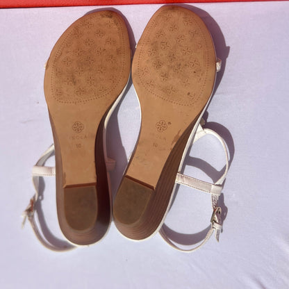 Woman’s Isola  Trista T-strap Jeweled Sandal 10M White Leather