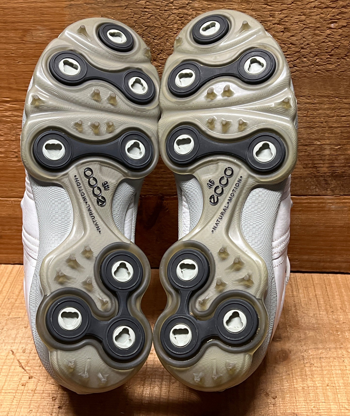 Men’s Ecco Biom Cleated Golf Shoe  46EU •White/Grey• Hydromax Yak Leather