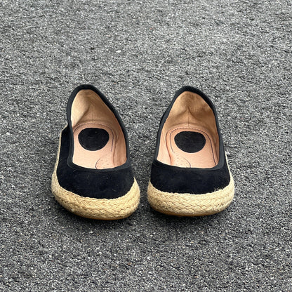 Woman’s  Sofft Jute Wrapped Almond-toe  Suede Slip-on  7.5M Black Leather