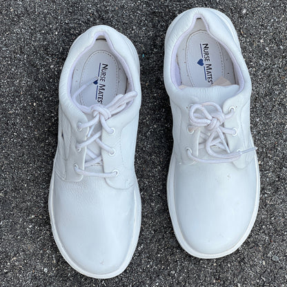 Women's  NURSE MATES  •Angle • All-day Comfort Oxford 5.5M  White Leather