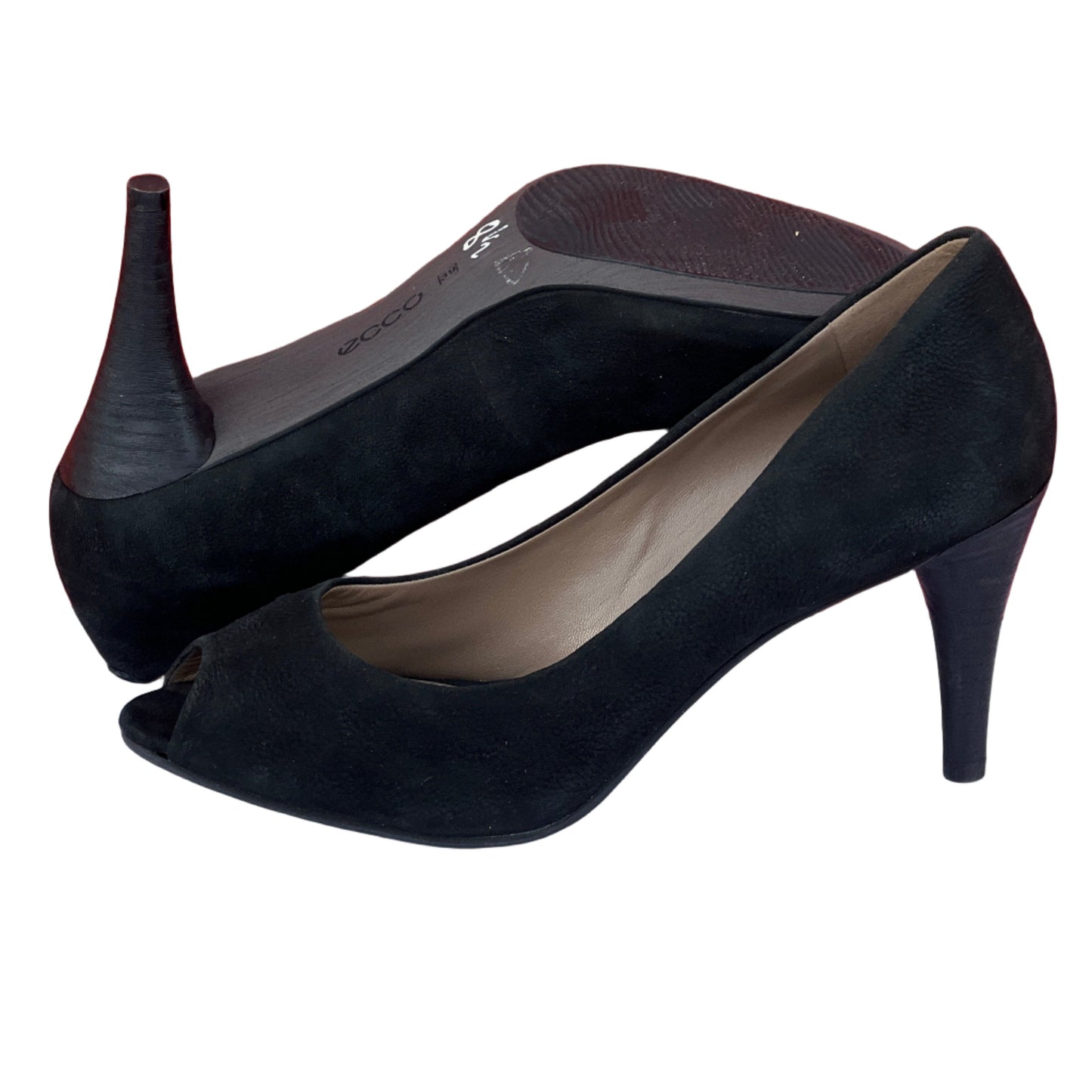 Woman’s Ecco  Peep-toe Pump 39M Black Suede Leather