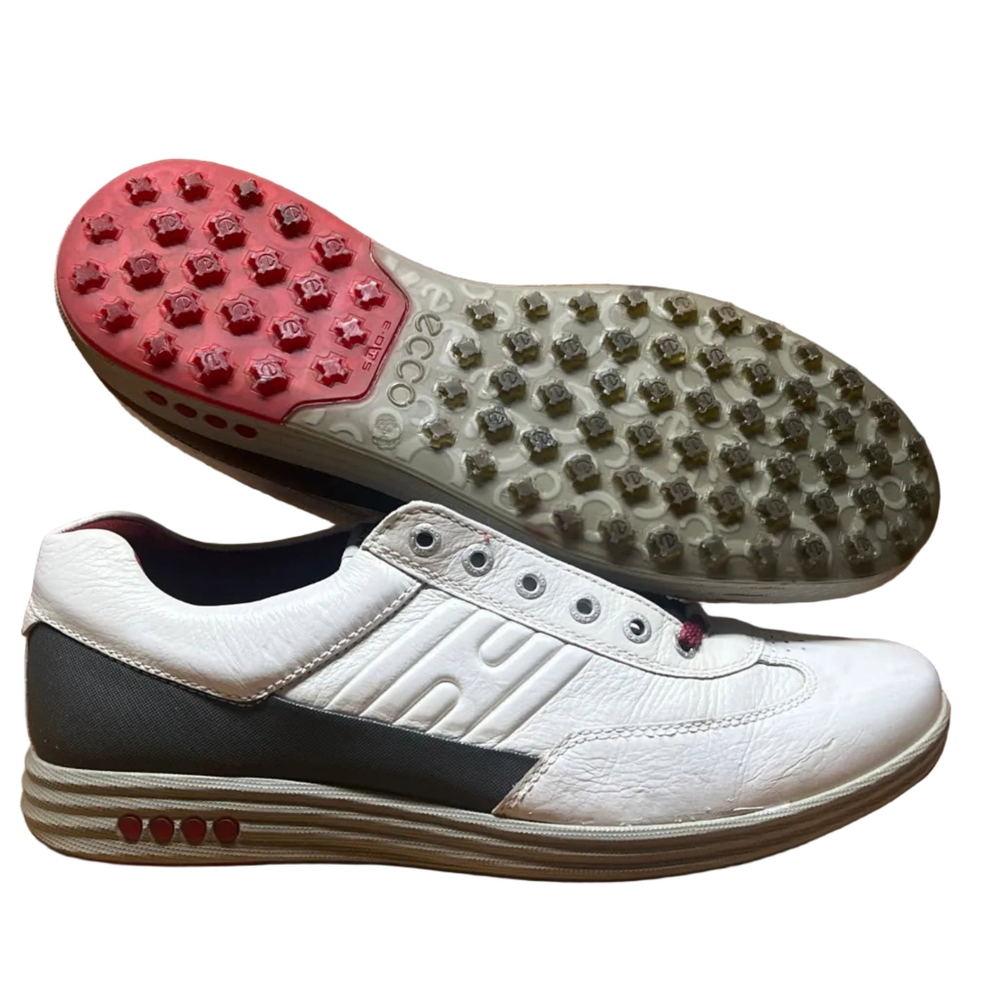 Men’s Ecco  Premier Cleat-less Golf Shoe 44EU •White/ Grey• Hydromax  Leather