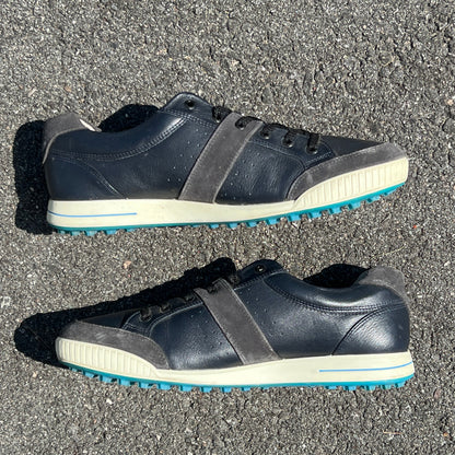 Men’s Ecco Street Cleat-less Golf Shoe 45EU • Black/Blue • Leather