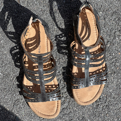 Women’s  Comfortiva Kaelin Gladiater Sandal  7.5W Black Leather