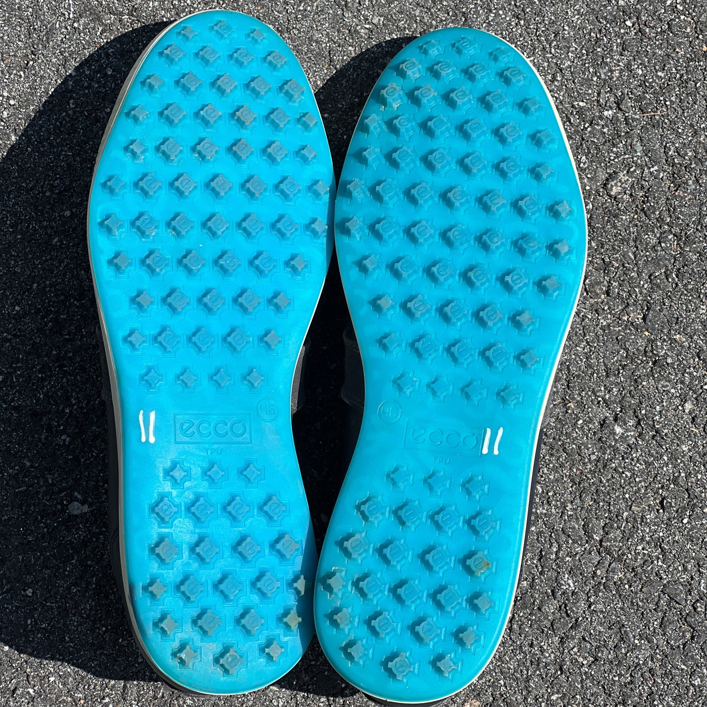 Men’s Ecco Street Cleat-less Golf Shoe 45EU • Black/Blue • Leather