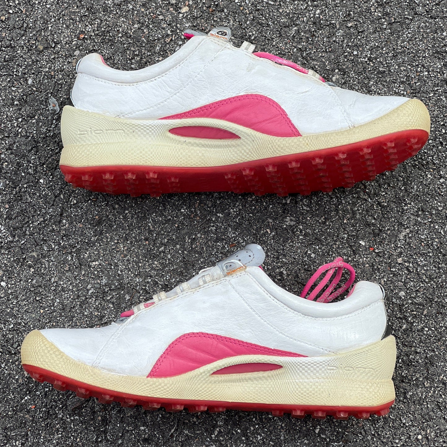 Women’s Ecco  Biom Spikeless Golf Shoes 38EU -White/Pink- Hydromax Yak Leather
