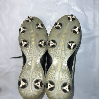 Women’s EccoSpiked Golf Shoe 38EU Black/White/Silver Hydromax Leather