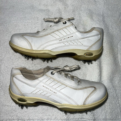 Women’s Ecco Spiked Golf Shoe  39EU White Hydromax  Leather