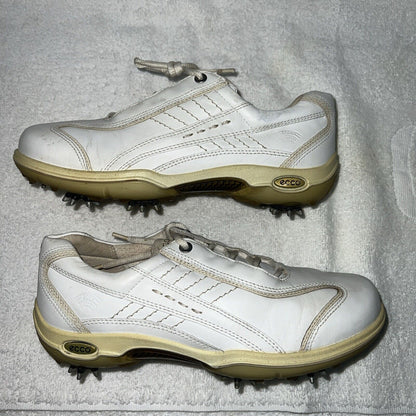 Women’s Ecco Spiked Golf Shoe  39EU White Hydromax  Leather