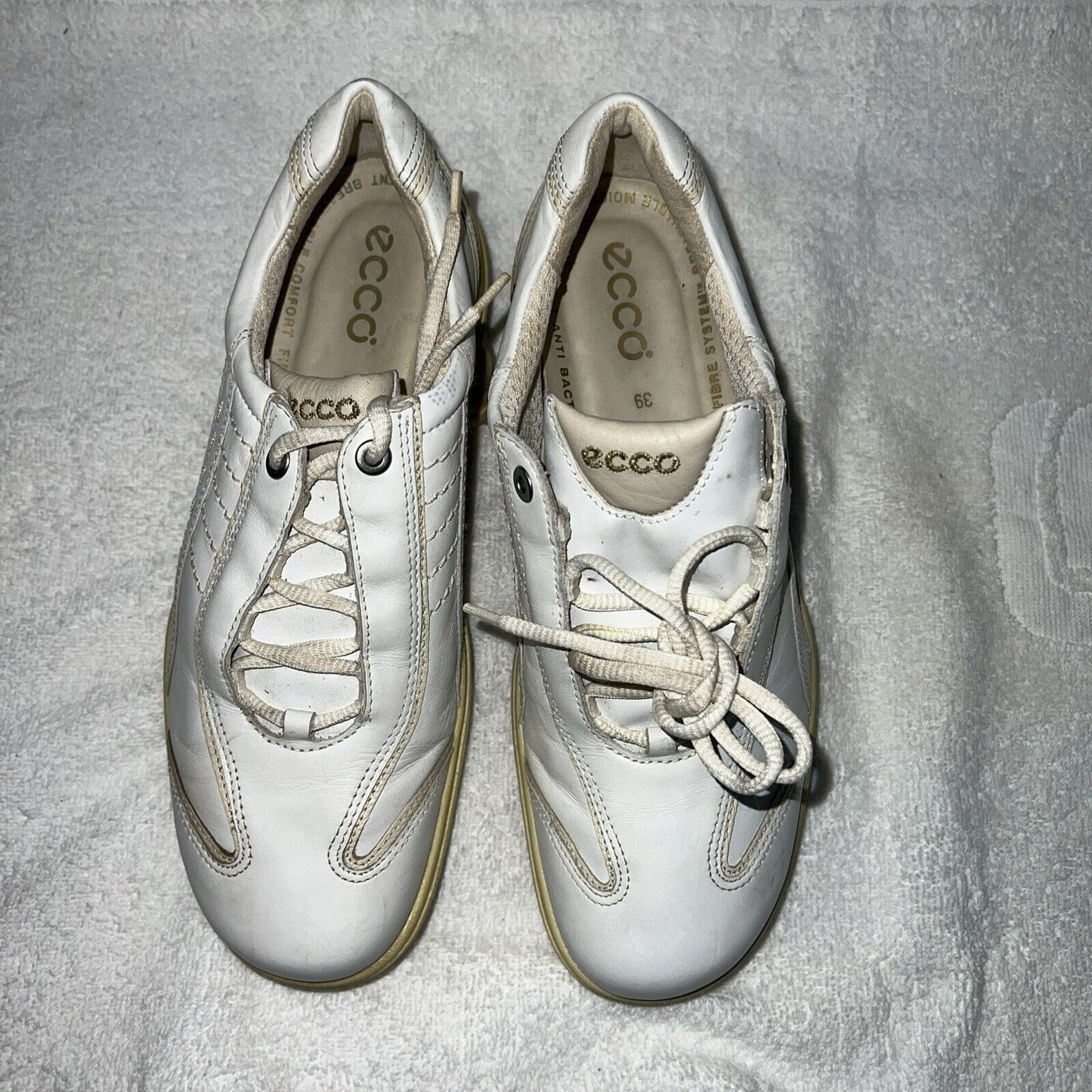 Women’s Ecco Spiked Golf Shoe  39EU White Hydromax  Leather