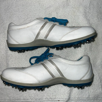 Women’s Ecco Spiked Golf Shoe 41EU White/Blue Hydromax Leather