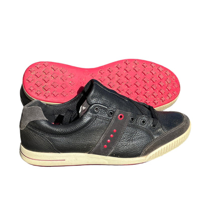 Men’s Ecco Street Premier Cleat-less Golf Shoe 43EU •Black/Red•  Leather