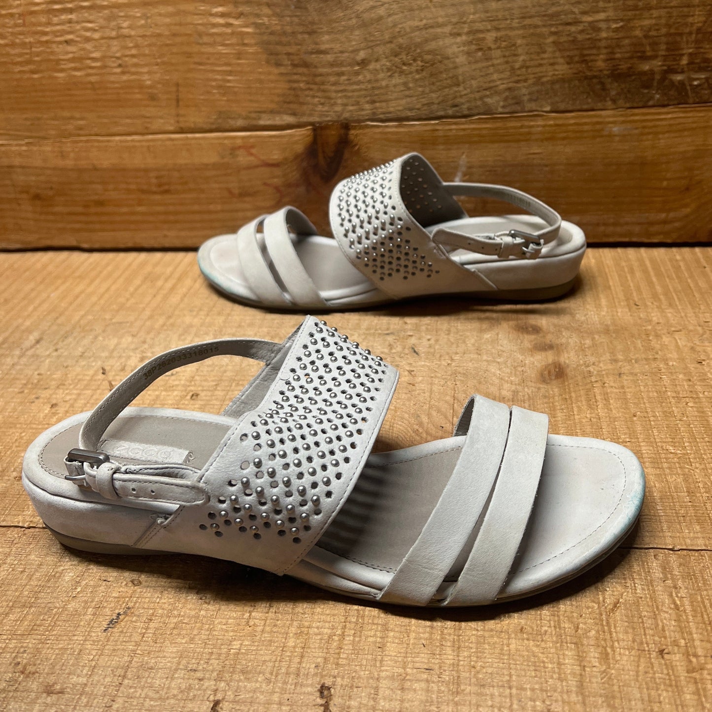 Women's Ecco  Low wedge Sling-back Sandal 38 Taupe Grey Nubuck Leather