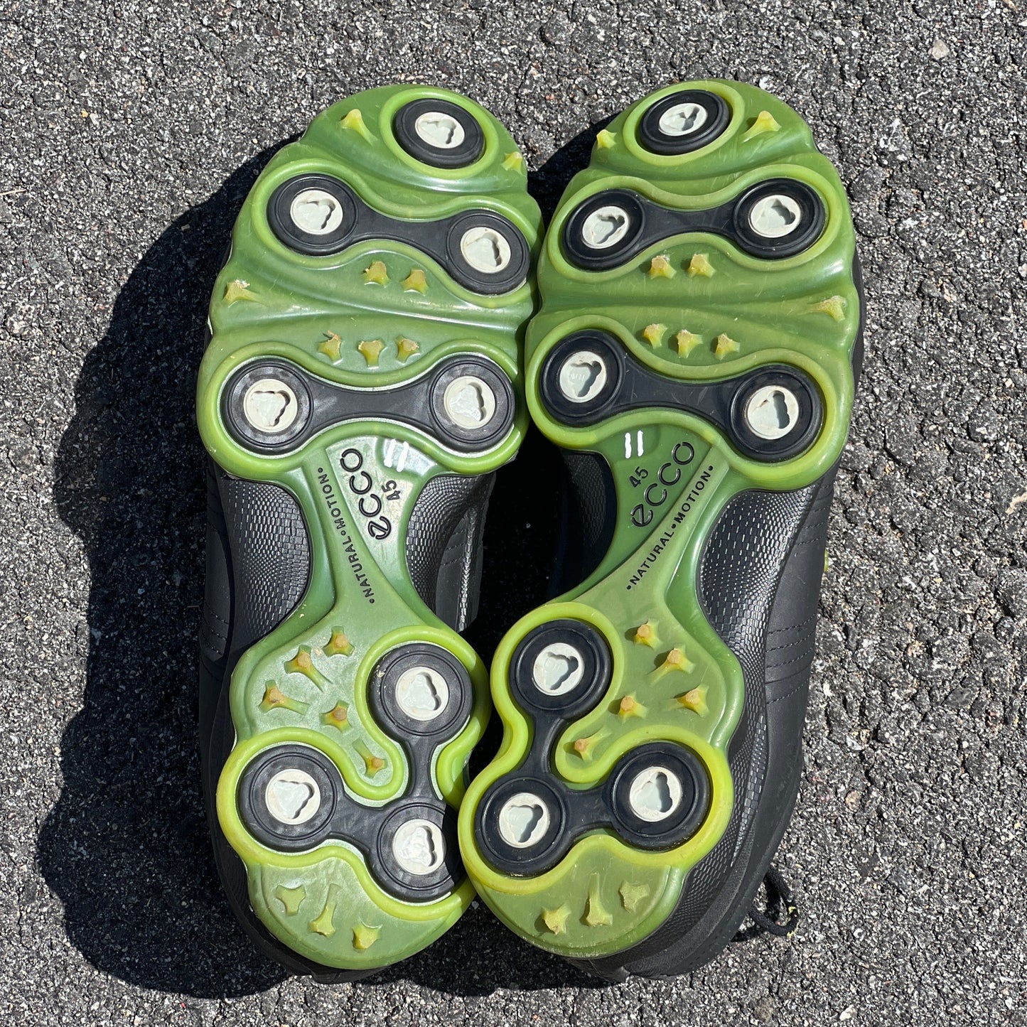 Men’s Ecco Biom Cleated Golf Shoe 45EU • Black/Citron • Hydromax Yak Leather