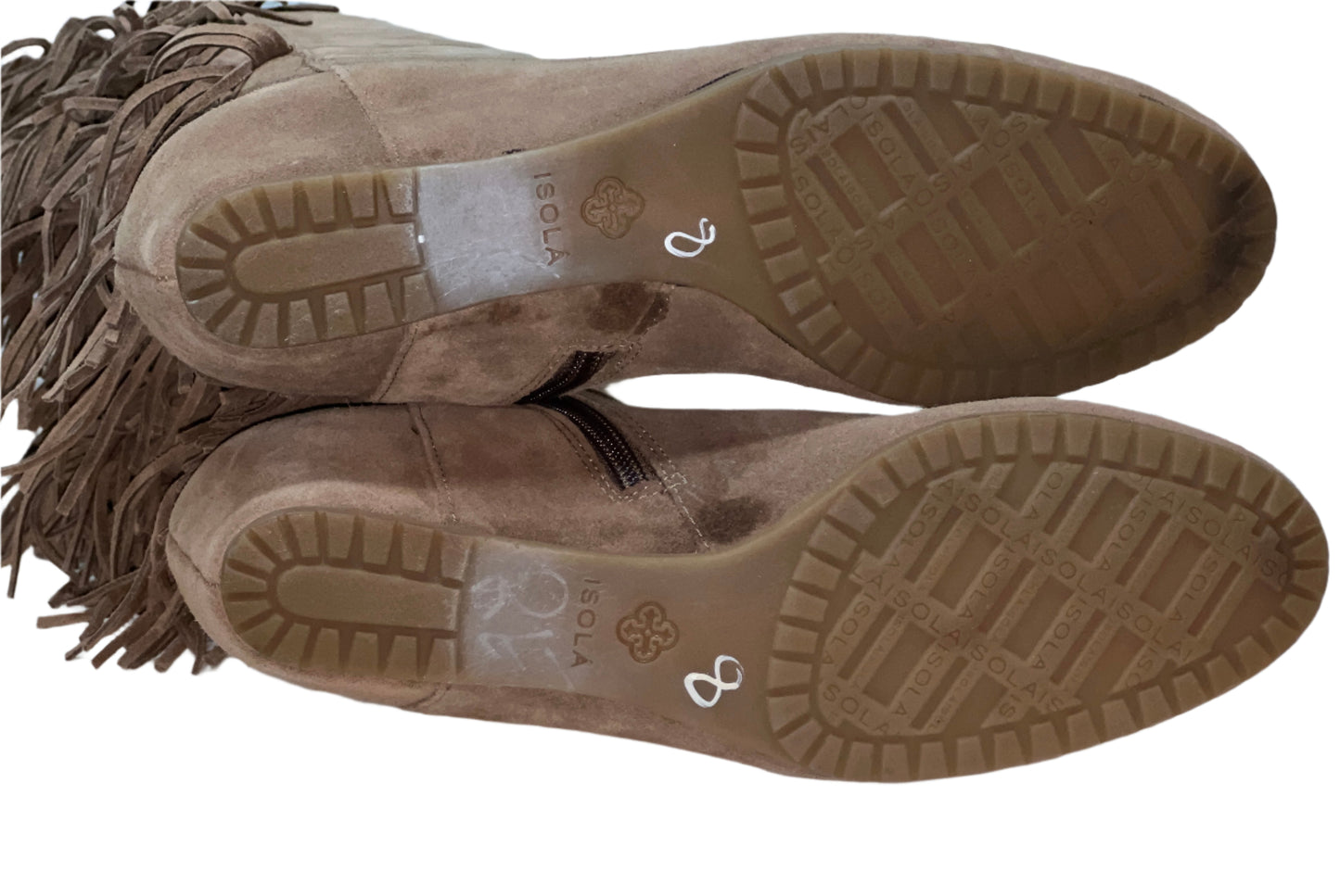 ISOLA Women's Tavora Tall Fringe Boot 8M Havana Brown Suede Leather