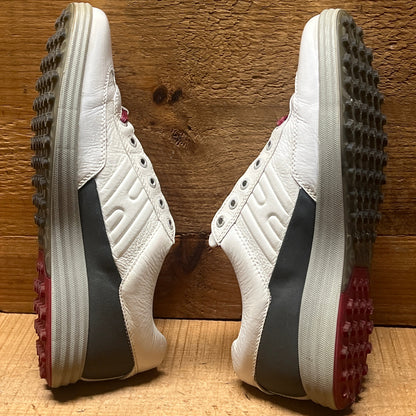 Men’s Ecco  Premier Cleat-less Golf Shoe 44EU •White/ Grey• Hydromax  Leather