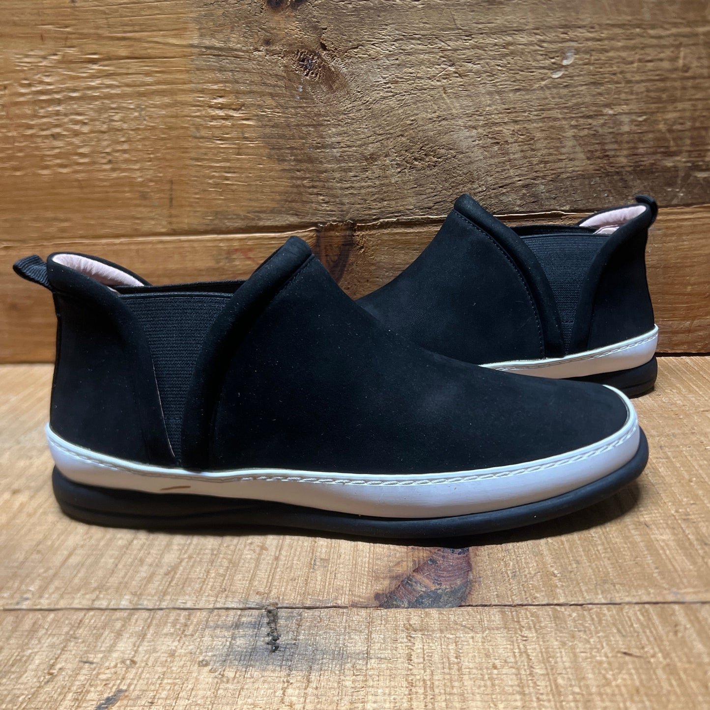 Taryn Rose  Women's  •Fose• Black Nubuck Leather Slip-on Ankle  Bootie 6M