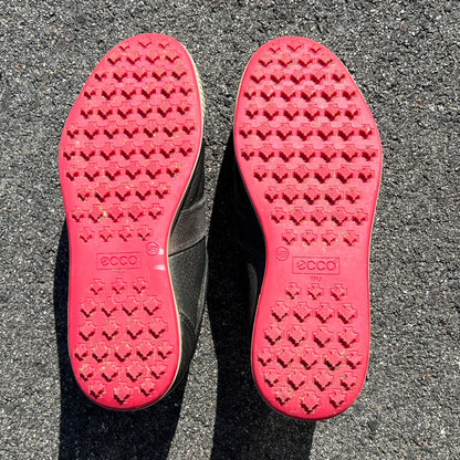 Men’s Ecco Street Premier Cleat-less Golf Shoe 43EU •Black/Red•  Leather