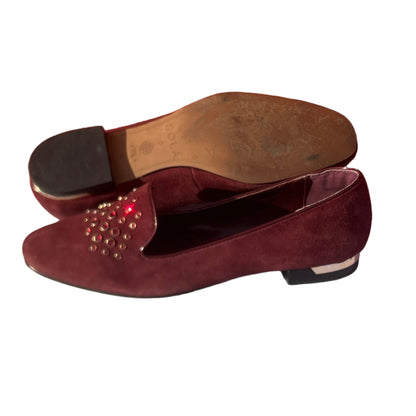 Woman’s Isola •Donna• Jeweled Smoking Shoe 10M Maroon Suede Leather