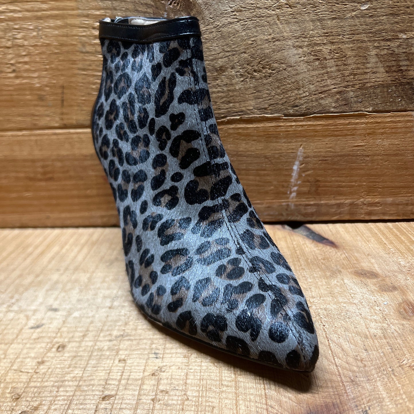 ADRIENNE VITTADINI Women's  •Nyla• 6M Ankle Bootie Flint-grey/Black  Pony Fur-Leather