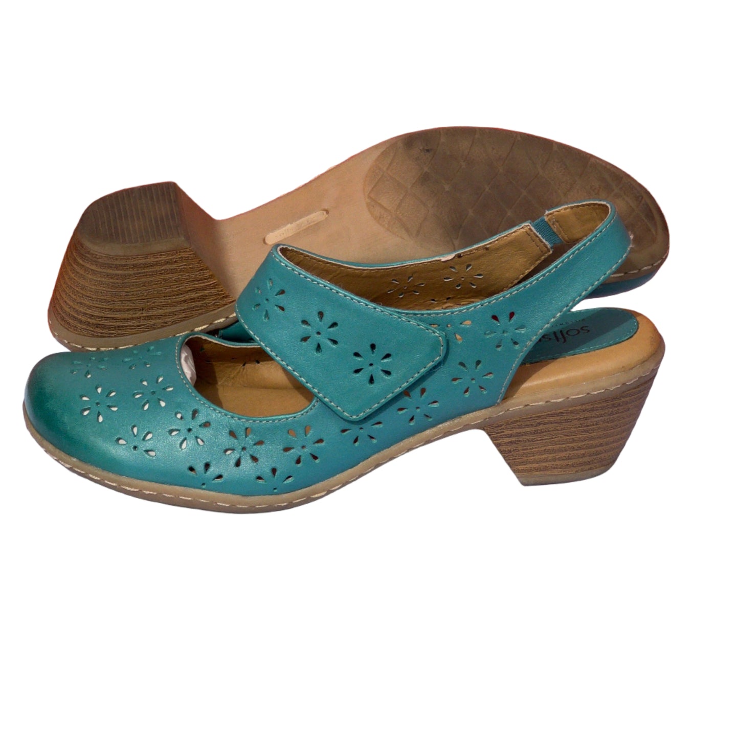 Woman’s •Safia• Gored Slingback Mary-Jane 10M Teal Leather