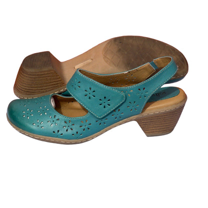 Woman’s •Safia• Gored Slingback Mary-Jane 10M Teal Leather