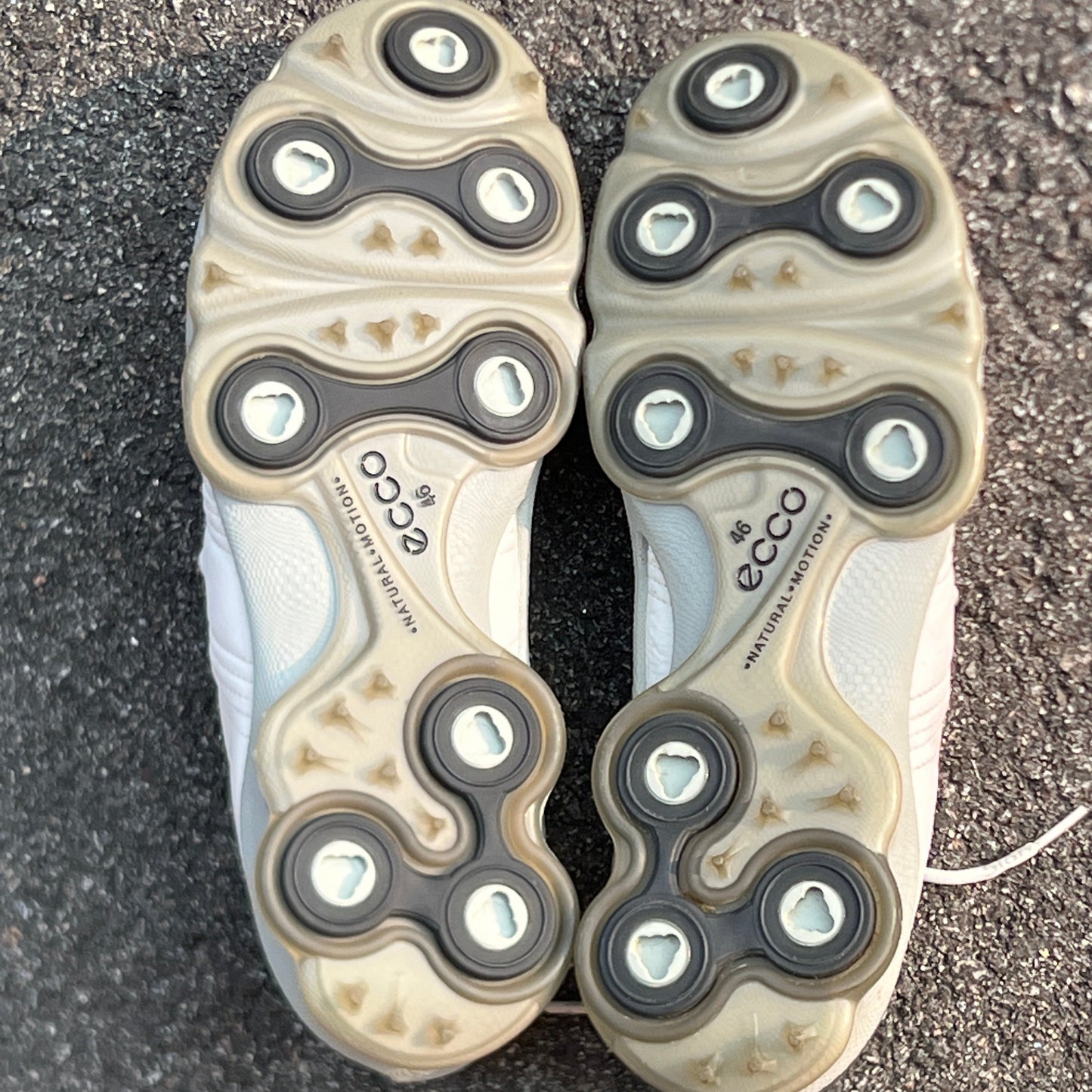 Men’s Ecco Biom Cleated Golf Shoe  46EU• White/Grey • Hydromax Yak Leather