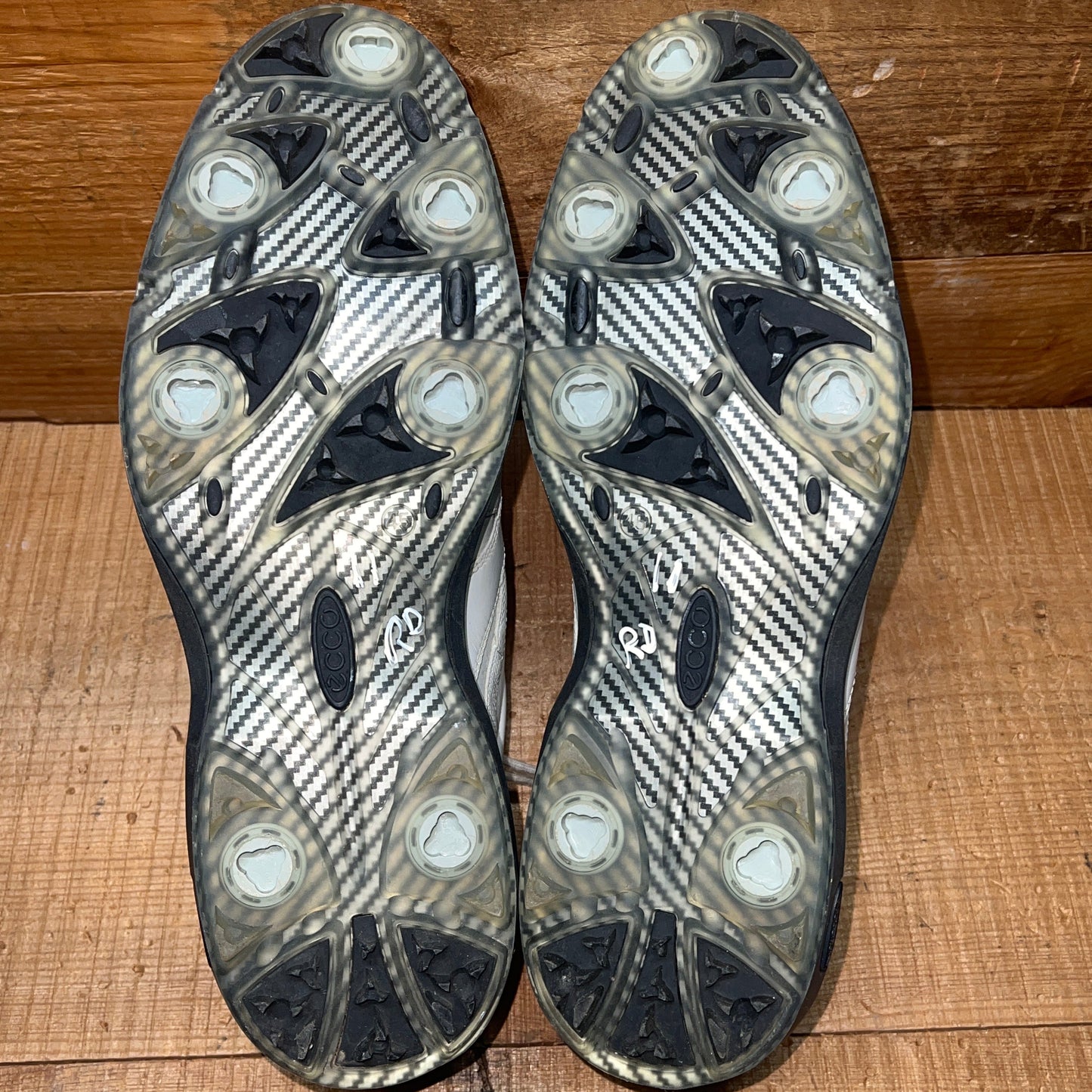 Men’s Ecco Cleated Golf Shoe • White Leather • Size 45