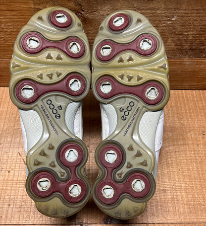 Men’s Ecco Biom Cleated Golf Shoe  42EU •White/Grey• Hydromax Yak Leather