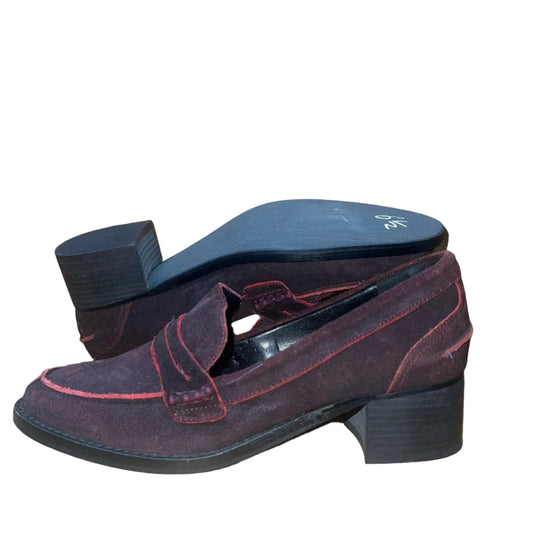 LUXURY REBEL Women's Block Heel  Snip-toe Penny Loafer 37EU/US6.5-7 Coffee Suede Leather