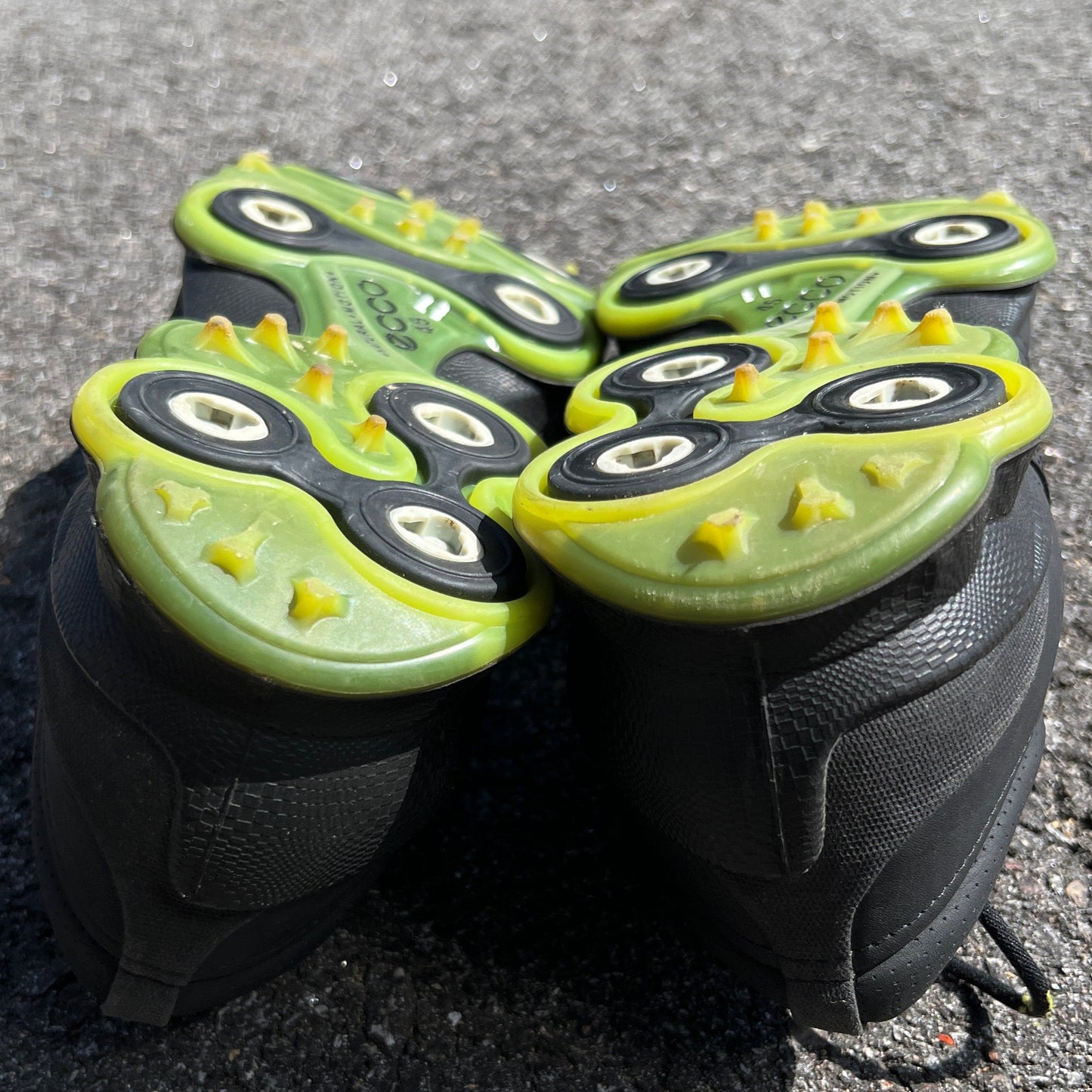 Men’s Ecco Biom Cleated Golf Shoe 45EU • Black/Citron • Hydromax Yak Leather