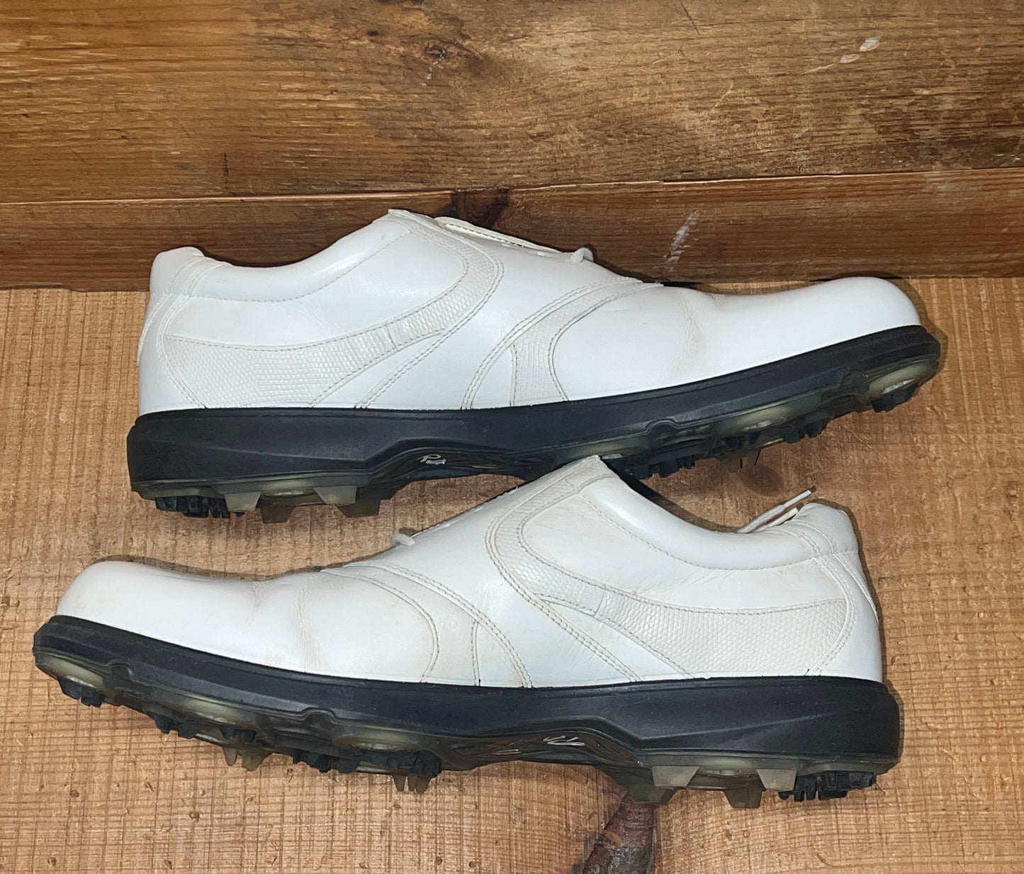Men’s Ecco Cleated Golf Shoe • White Leather • Size 45