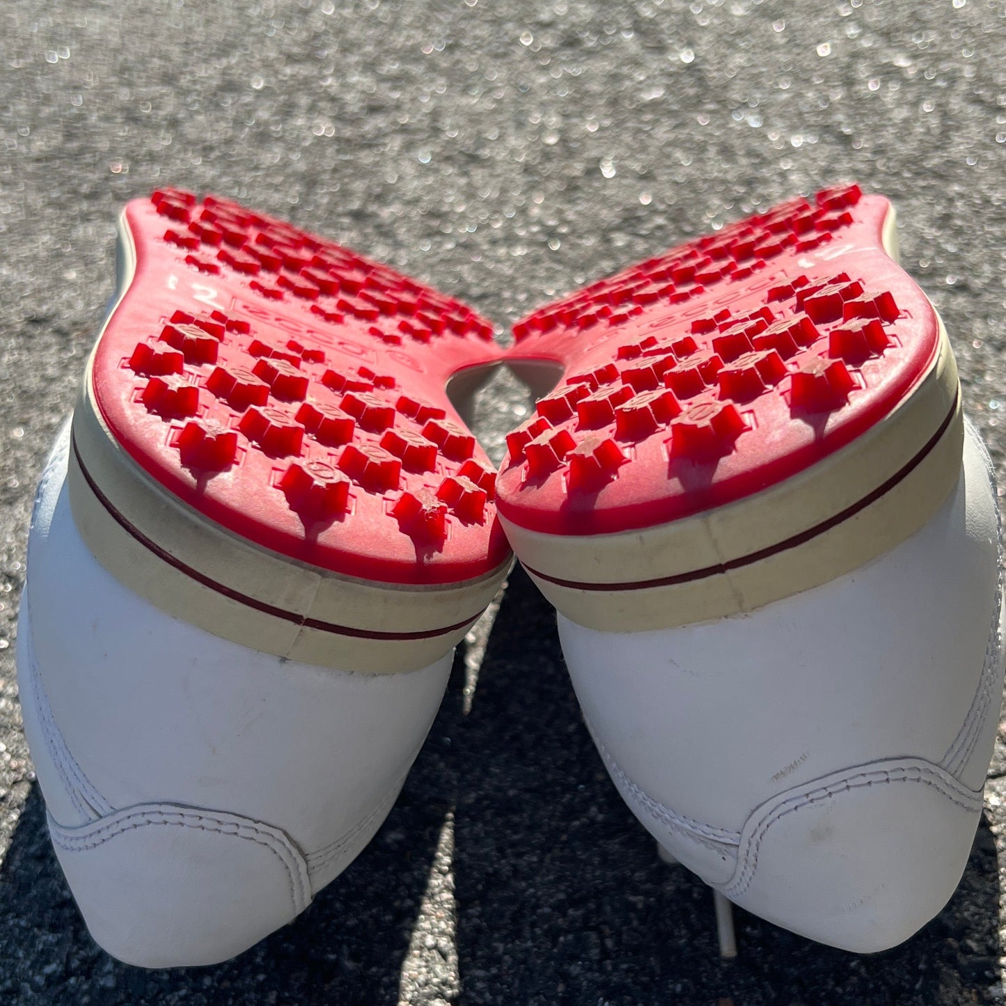 Men’s Ecco Street Cleat-less Golf Shoe 46EU • White/Red • Leather