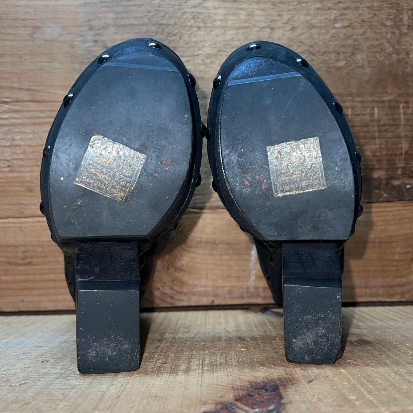 UNITED NUDE Women's Abstract Rustic Wood Platform High Heel 37 Black Leather