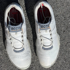 Men’s Ecco Biom Cleated Golf Shoe  42EU •White/Grey• Hydromax Yak Leather