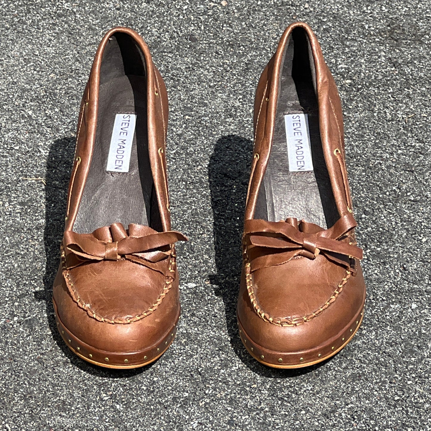 Women’s Steve Madden Moc-toe platform Pump 39EU Brown Leather - Made in Spain