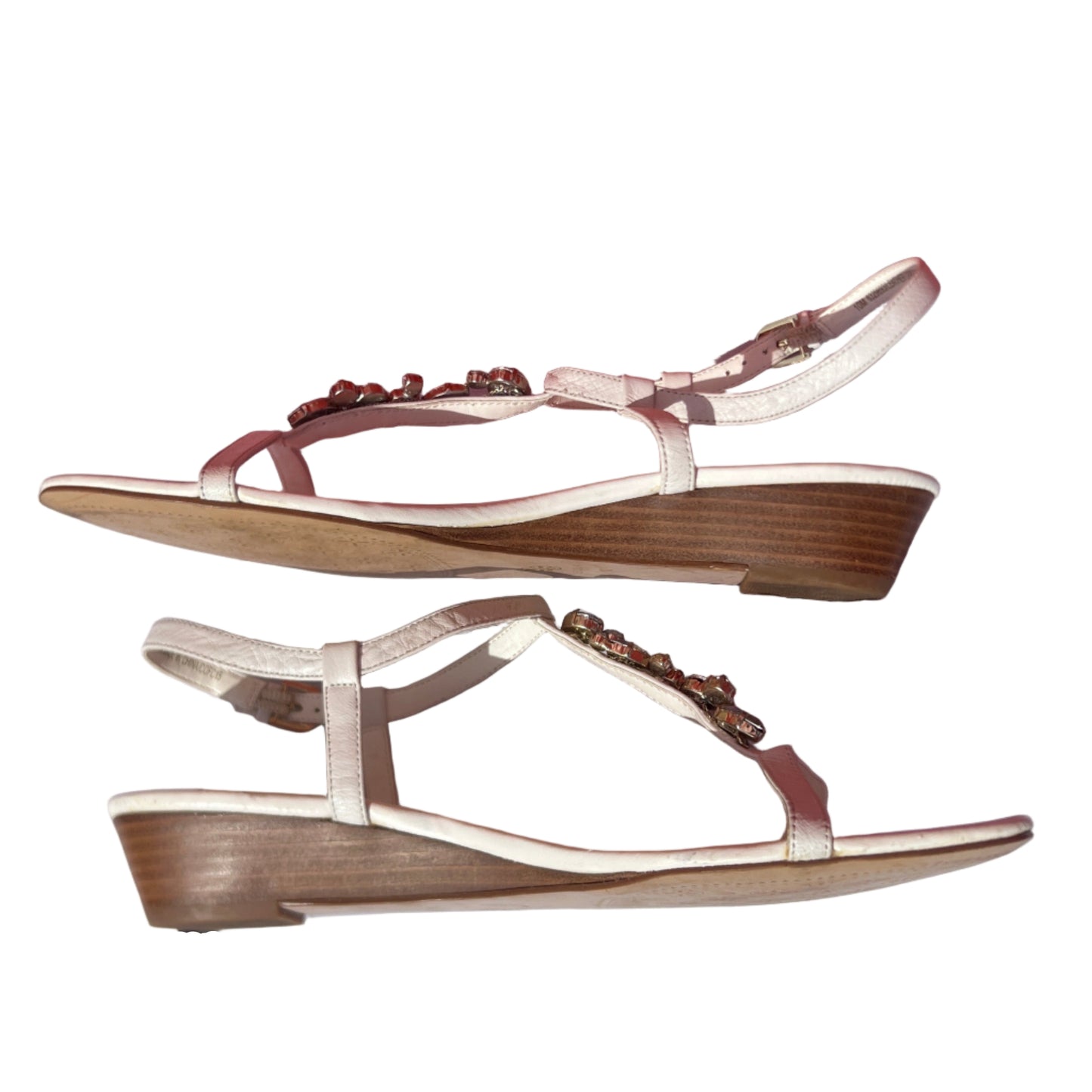 Woman’s Isola  Trista T-strap Jeweled Sandal 10M White Leather