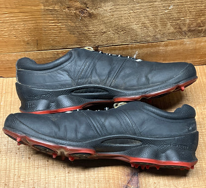 Men’s Ecco Biom Cleated Golf Shoe  47EU • black/red • Hydromax Yak Leather