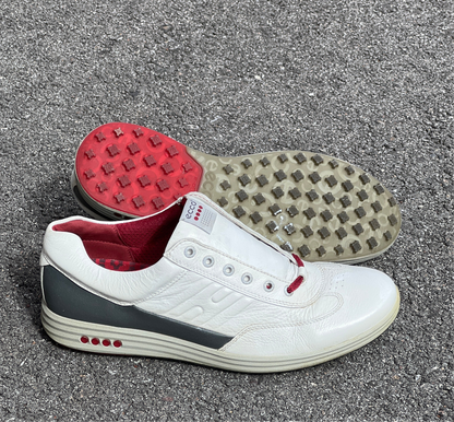 Men’s Ecco  Premier Cleat-less Golf Shoe 46EU •White/ Grey• Hydromax  Leather