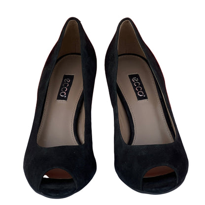 Woman’s Ecco  Peep-toe Pump 39M Black Suede Leather