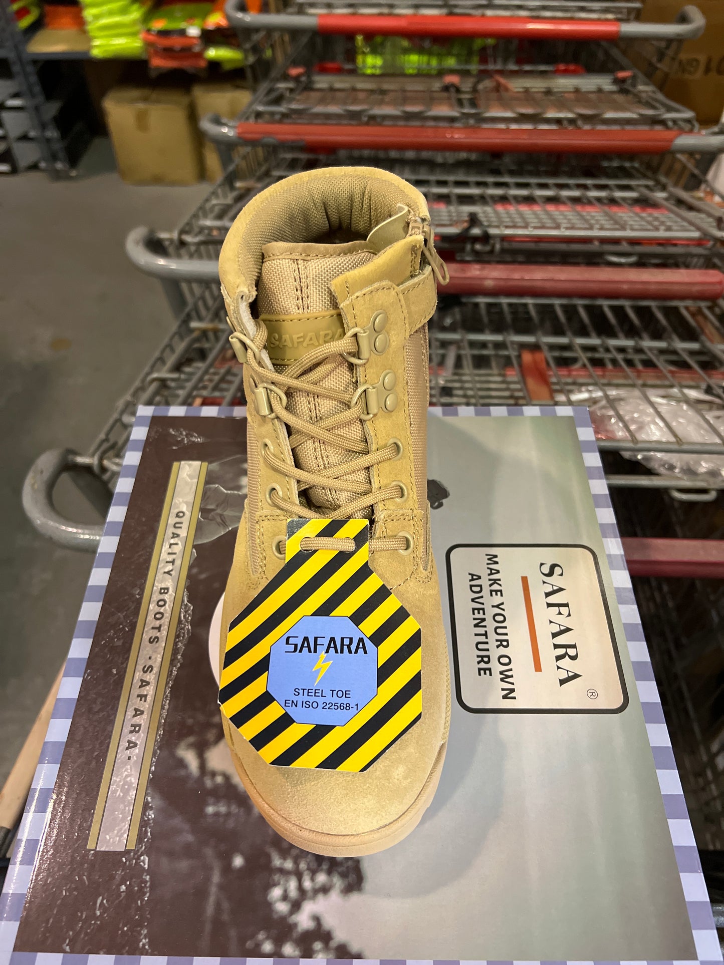 Safara NJ6611 Khaki Leather/Nylon 8” Side-zip Steel-toe Workboot