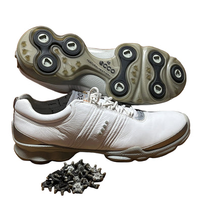 Men’s Ecco Biom Cleated Golf Shoe  46EU •White/Grey• Hydromax Yak Leather
